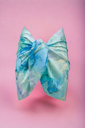 pistore New Season Satin Women's Beach Dress - Turquoise Smoke Patterned Short Pareo