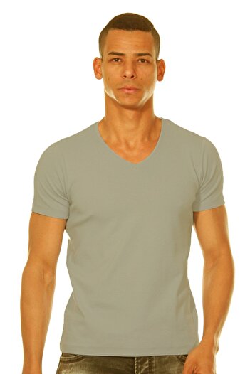 darkzone Men's Gray V-Neck Short Sleeve T-shirt