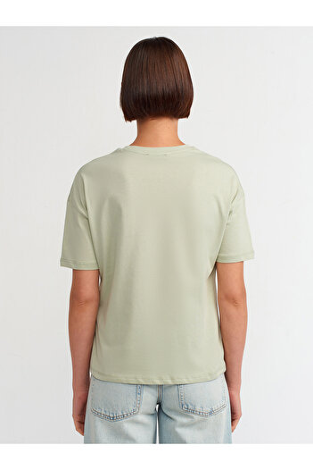 Dilvin 3683 - Μέντα Πράσινο T-shirt με Γιακά Μπικίνι