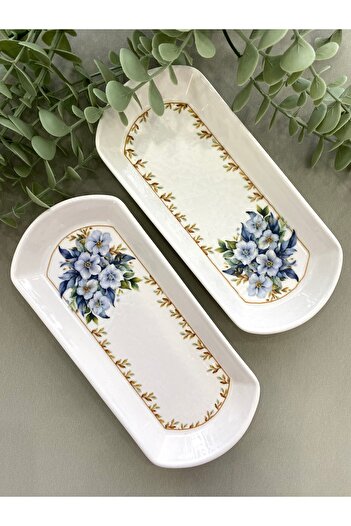 Yiğit Seramik Züccaciye Yediveren Flower - 2-Piece Oval Breakfast Plate