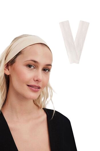 Salvia Dione Sports Headband for Women and Men - 2-Piece Cotton Makeup Set, Fitness Tennis Yoga Bandana, Cream