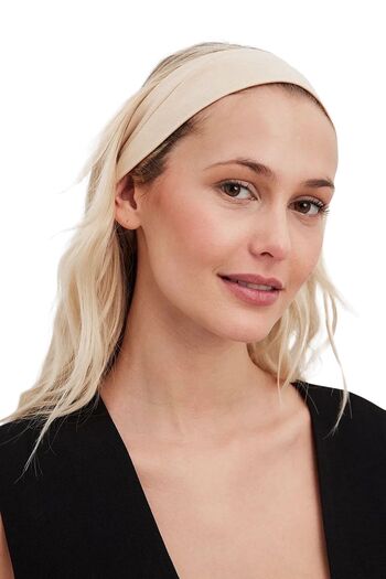 Salvia Dione Cream Colored Sports Hair Band - Cotton and Lycra Men's and Women's Fitness Yoga Pilates Headband