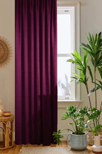 home color home Plum Honeycomb Velvet Textured Background Curtain 140x260 Plain Stitched Extrafor Drawstring