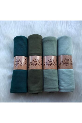 Naciye Sultan Jersey Shawl Set of 4 (KHAKI - ZEMRUT - ÇAĞLA GREEN - WATER GREEN)