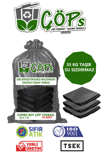Kayasakal Taşınma Ve Nakliye Jumbo Boy Kalın Siyah Dökme Çöp Poşeti (80X110) 10 Adet