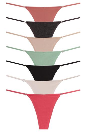 papatya lingerie String Thong Cotton Heart Detail 7'' Package W-105