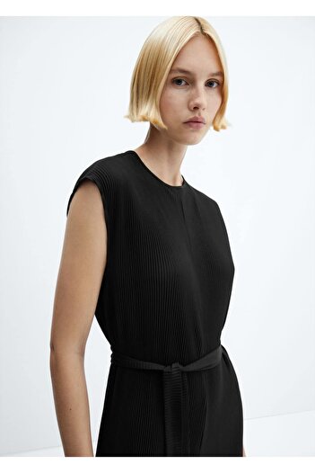MANGO Woman Pleated Belted Jumpsuit