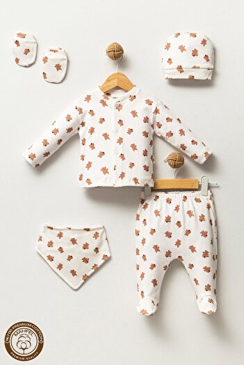 MAHFEL 5-Piece Newborn Baby Hospital Discharge Set - Teddy Bear