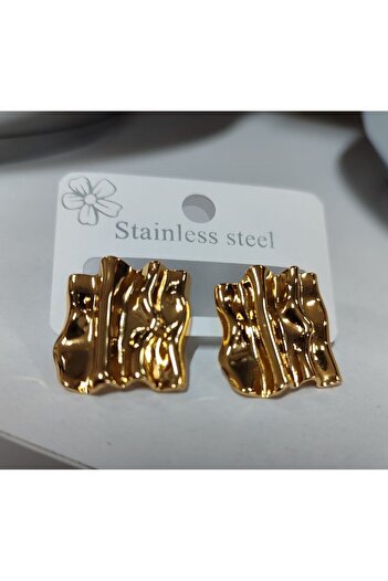 AntBls Gold Steel Earring