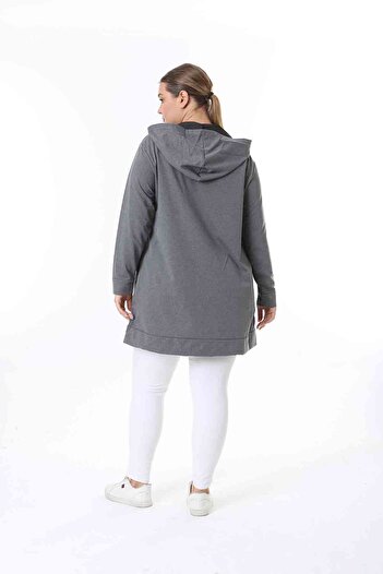 XL Modam Plus Size Women's Cardigan with Hood and Zipper - 2 STRING