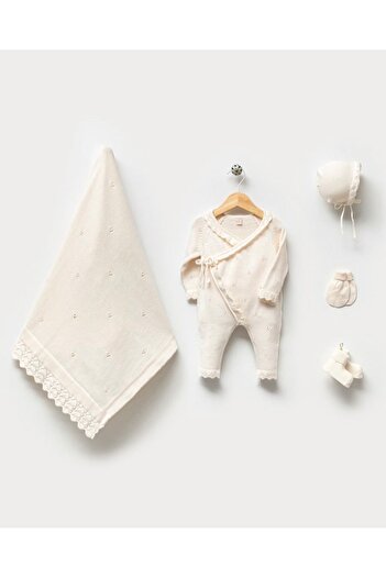 Nipperland 100% Natural Cotton Knitwear Baby Girl 5-Piece Hospital Discharge / Newborn Boxed Set (0-3 Months)