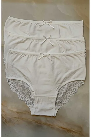 AVESŞENER High Waist Lace Women's Bato Panties - 3-Piece Plus Size Slip Set