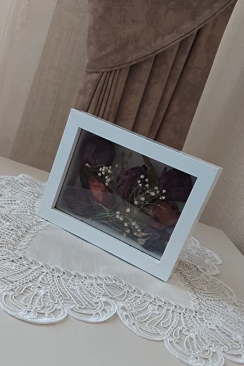 Verda Çerçeve 15x20x5 cm Horizontal Memory Frame - New Fashion Flower Pattern, Prompt Flower and Deep Rose Box