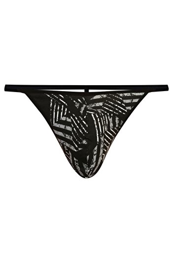 darkzone Men's Patterned Black Fancy Thong String