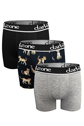 darkzone Men's 3-Pack Patterned and Solid Color Cotton Boxers