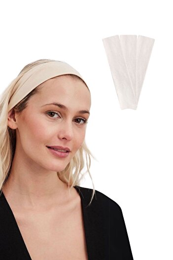 Salvia Dione 3-piece Sports Headband Set - Women's and Men's Cotton Cream for Fitness, Tennis, Pilates