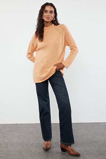 Trendyol Collection Stand Collar Orange Seamless Soft Knitwear Sweater - Twoaw25Kz00048