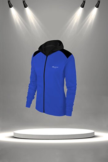 POSEIDON STORM Μπλε Plus Size Νέο Supra Combed Cotton Tracksuit Set - Άνετο με φερμουάρ και τσέπες (4XL-10XL)