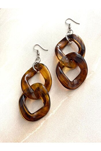canan dizayn Acrylic Design Earrings Custom Brown