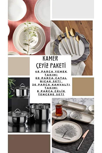 Neva N4578 Camera Dowry Pack-1 48 Pieces Dining 26 Pieces Breakfast Set 60 Pieces Çkb 8 Pieces Cookware Set