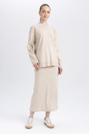 DeFacto A-Line Basic Plain Knitwear Maxi Skirt A9808Ax23Wn