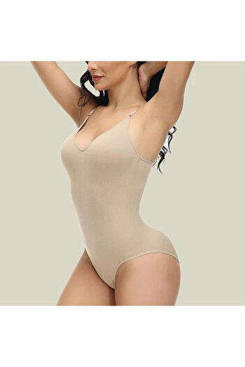 Esbersi Adjustable Strap Bottom Hooked Slimming Regional Gathering Bodysuit Corset