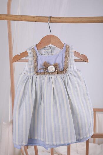 Babydola Çiçek Detaylı Kız Bebek Çocuk Bayramlık Elbise 2'li Set 13792