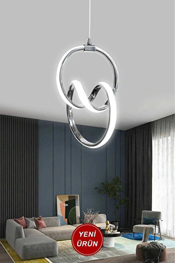Elektroyou Nico Gri Tekli Sarkıt Led Beyaz Işık Ultra Ledli Salon Mutfak Oda Hol Ledli Avize