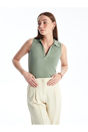 LC Waikiki LCWAIKIKI - Women's Polo Collar Plain Tank Top