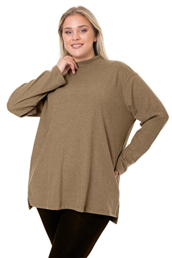 ESPİNA Women's Side Slit Turtleneck Tunic