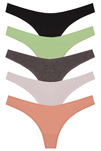 papatya lingerie Cotton Thong Oval Waist 5''Pack W-102