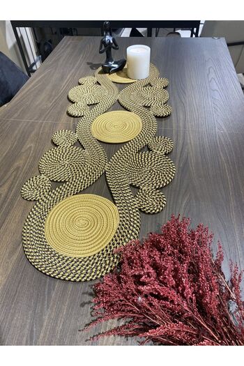 MaVaux Ahenk Jüt Hasır Görünümlü Runner 40x110, Özel Tasarım Masa Örtüsü, Jüt Ranır, jüt