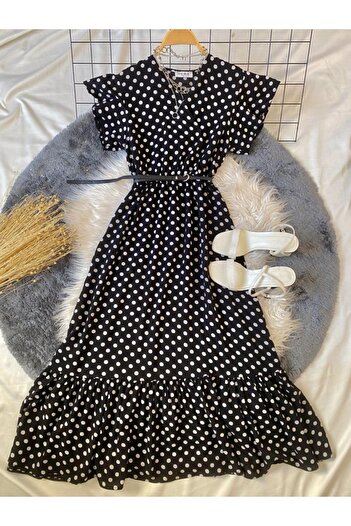 modabetce Black Polka Dot Patterned Women's Dress