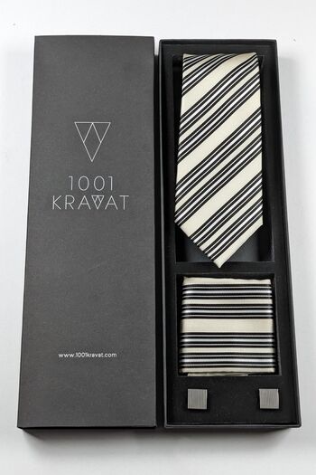 1001 Kravat Men's Gift Set with Handkerchief, Tie and Cufflinks