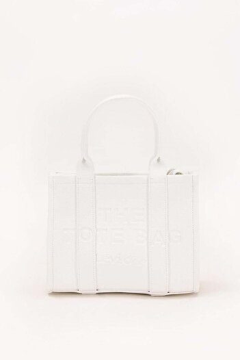Levidor Text Printed White Removable Strap Handbag