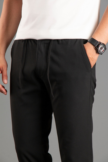 ZEKİ ÖZER Black Linen Men's Trousers