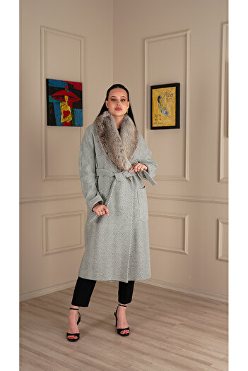 KENT Bathrobe Model - With Belted Waist and Cap, 32413-BL-Ş-N