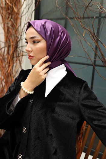 Silk Home Çift Taraflı %100 Ipek Şal - Eflatun