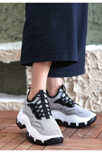 Moka Shopin Gray Knitwear Toga - Lace-Up Sports Shoes
