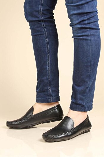 FAST STEP Genuine Leather Black Men's Loafer Shoes 858ma400