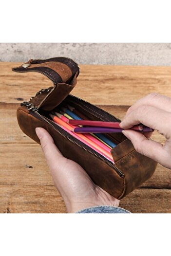 Contact’S Antique Genuine Leather Art Edition Pen Holder