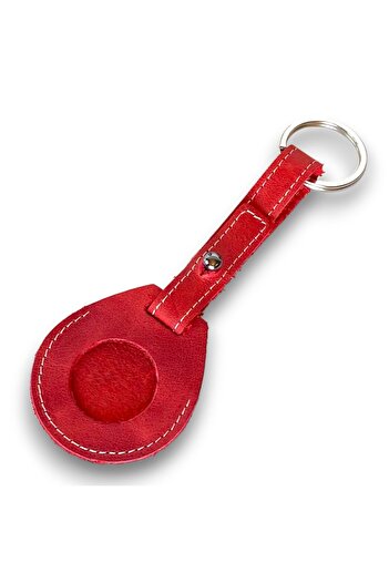 Modica Mendoza - Red Genuine Leather, Airtag Compatible Keychain Case - Minimalist Design