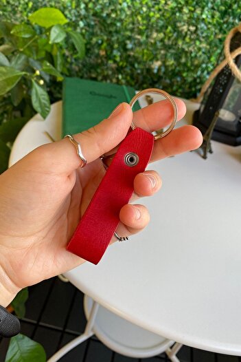 Modica Mesa - Genuine Leather Red Keychain with Openable Snap Design