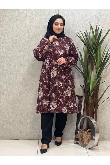 Butik büyük beden Patterned Chiffon Tunic - Relaxed Fit