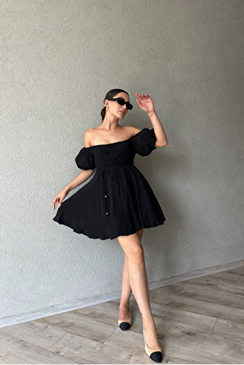 Seda Yalçın Atelier Balloon Sleeve Mini Dress - Black Princess