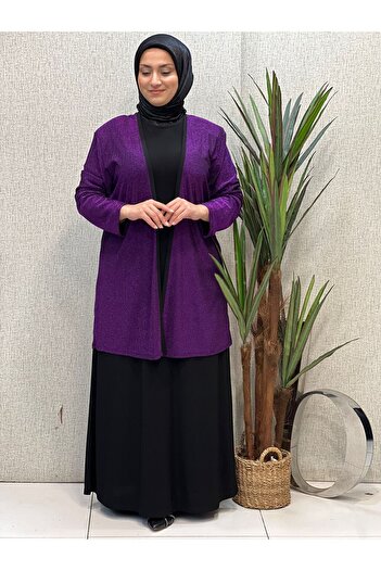 Butik büyük beden Jacquard Colored Jacket Dress