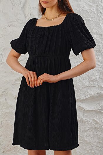 ESPİNA Women's Square Collar Watermelon Sleeve Robadan Mini Dress