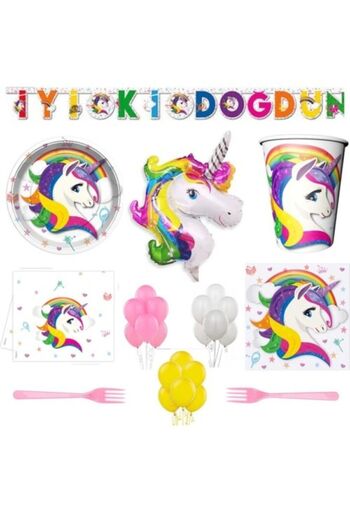 UNICORN 16 Kişilik Doğum Günü Seti