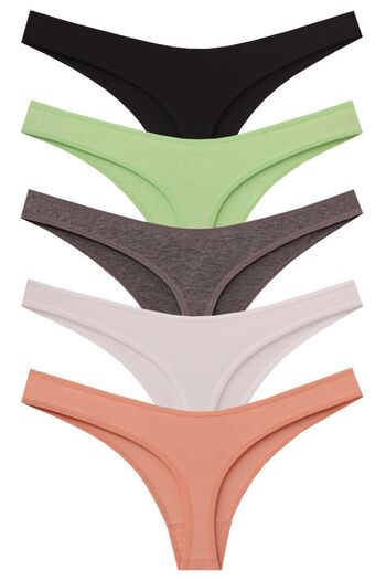 papatya lingerie Cotton Thong Oval Waist 5''Pack W-102