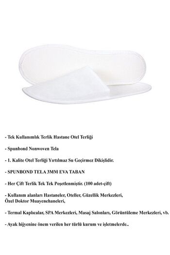 ayliz plast&ambalaj 100 Παντόφλες Ξενοδοχείου Μίας Χρήσης Διπλό Λευκό Διπλό Συσκευασμένο